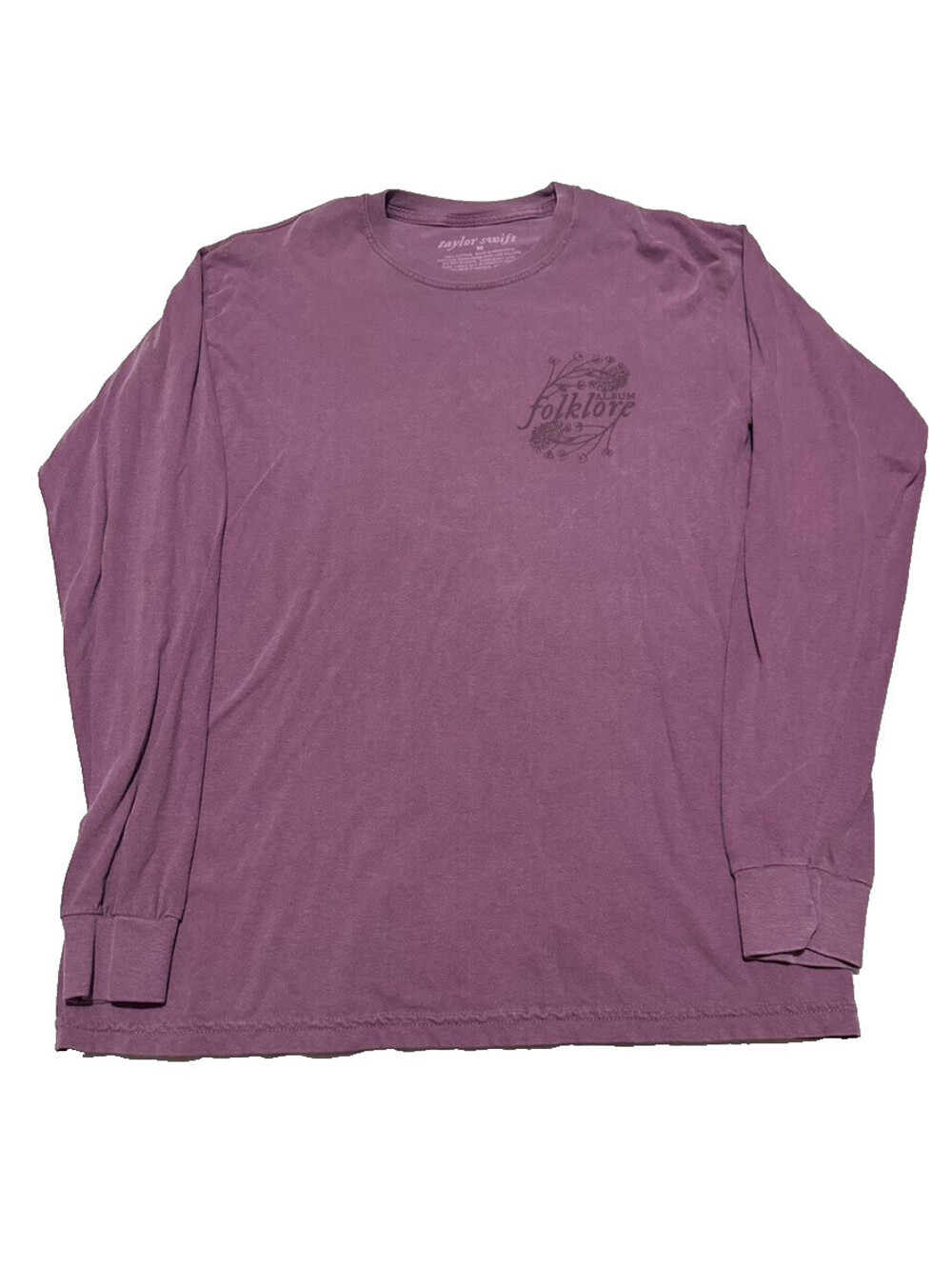 Taylor Swift Folklore Album Long Sleeve T Shirt Music Purple Women Medium